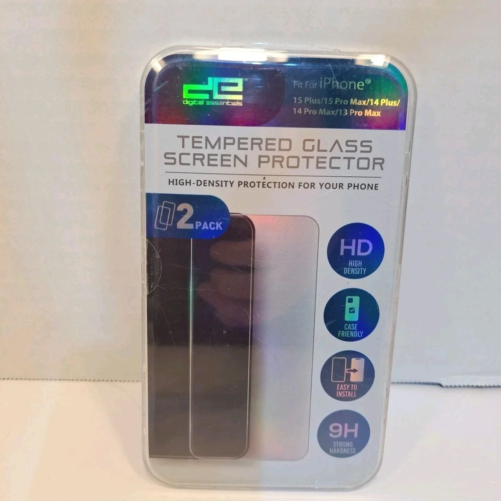 Digital Essentials Tempered Glass Screen Protector for iPhones 13,14,15- 2 Pack